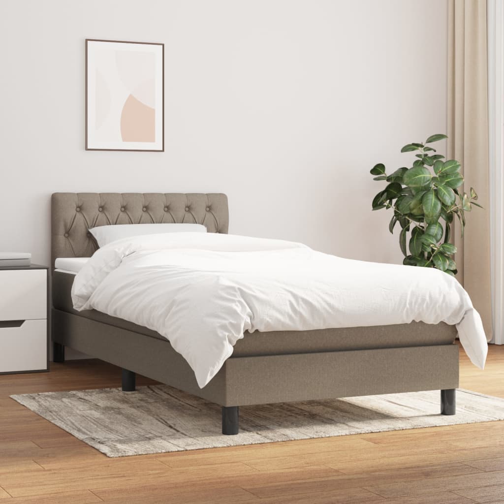 Sommier à lattes de lit avec matelas Taupe 90x190 cm Tissu - XIOS