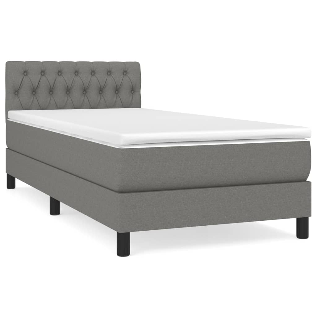 Sommier à lattes de lit avec matelas Gris foncé 90x200 cm Tissu - XIOS