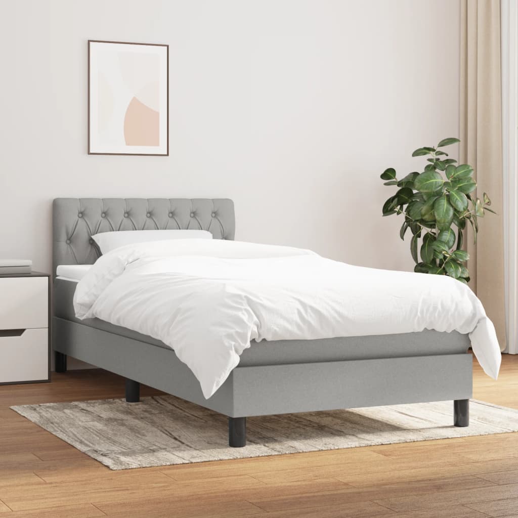 Sommier à lattes de lit avec matelas Gris clair 100x200cm Tissu - XIOS