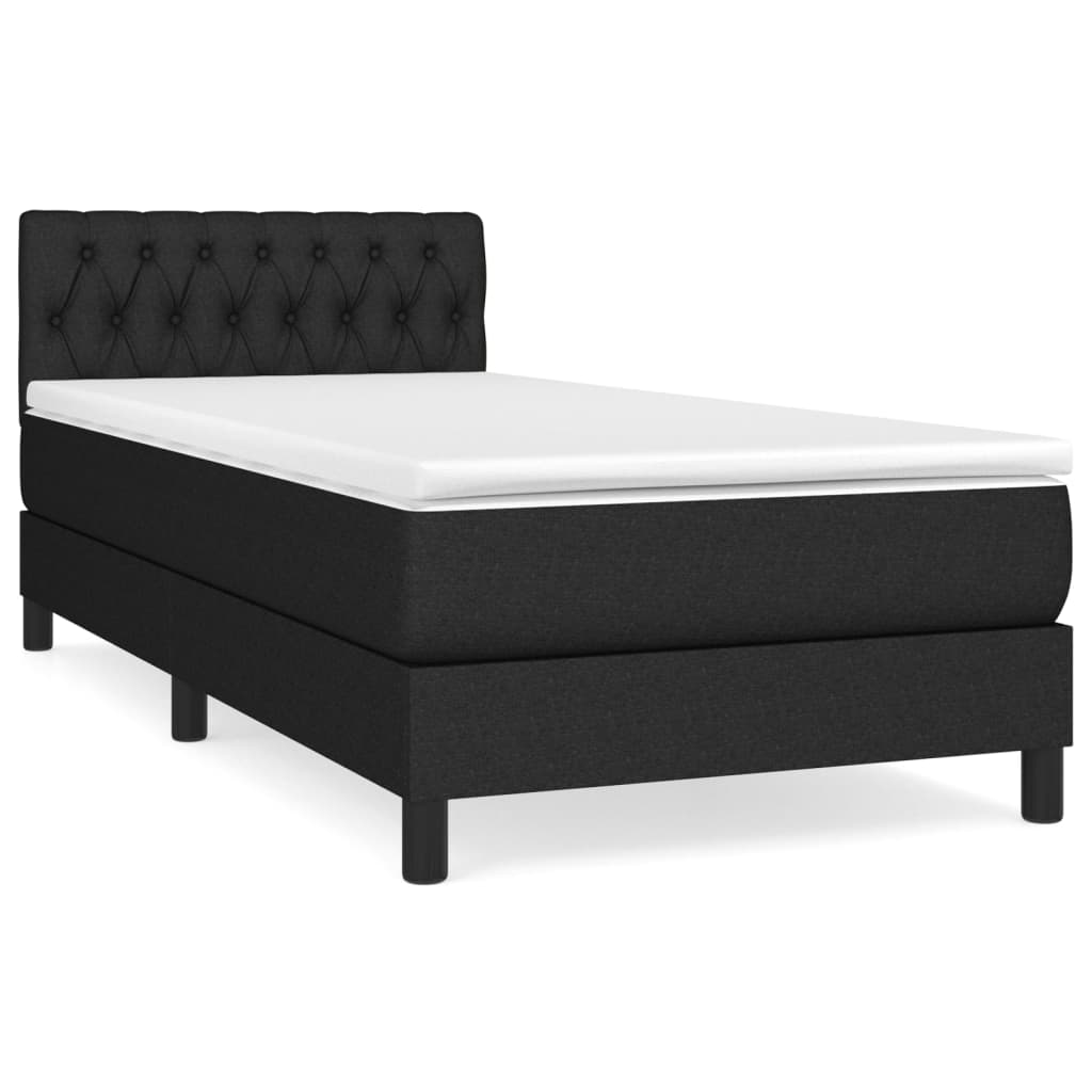 Sommier à lattes de lit avec matelas Noir 100x200 cm Tissu - XIOS