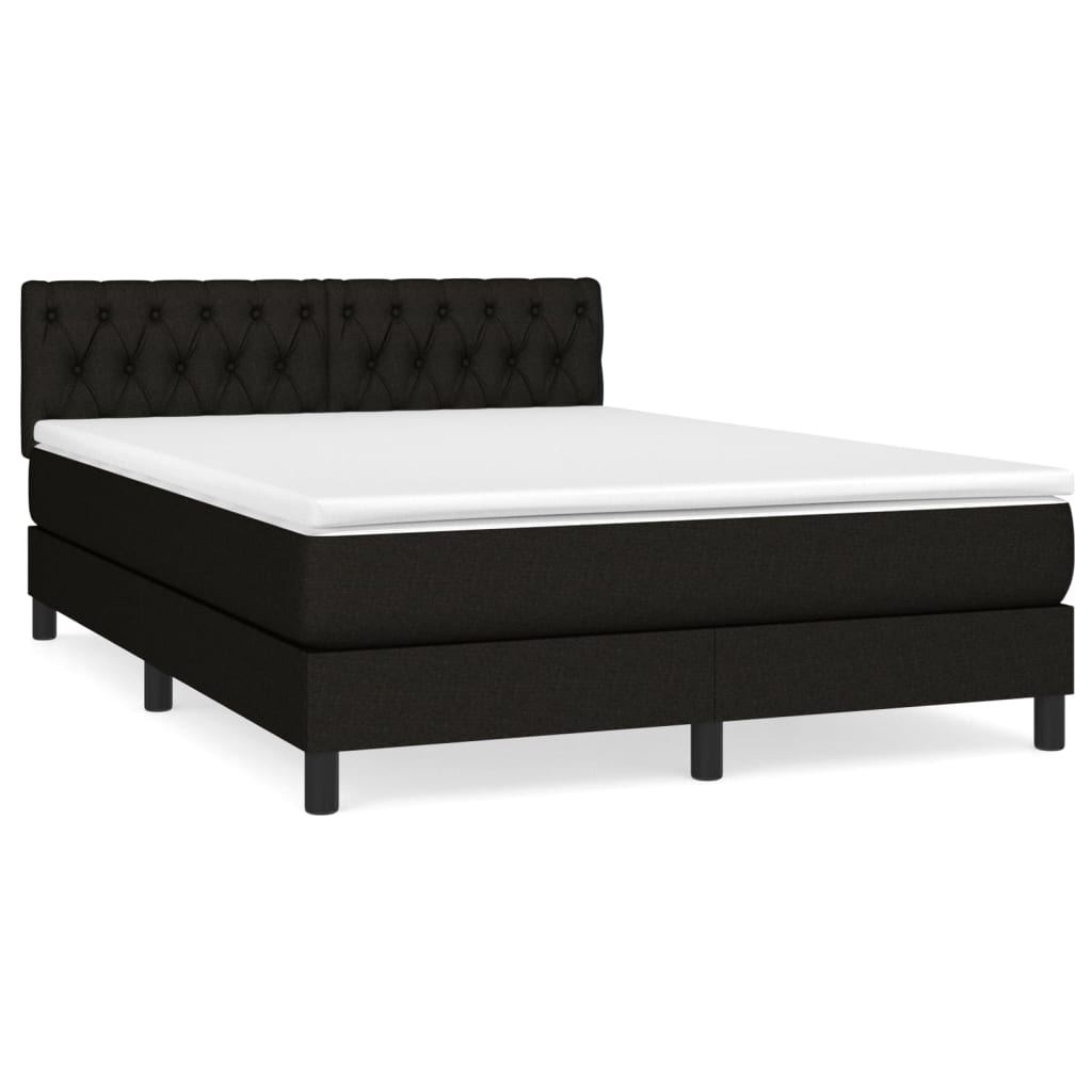 Sommier à lattes de lit avec matelas Noir 140x190 cm Tissu - XIOS