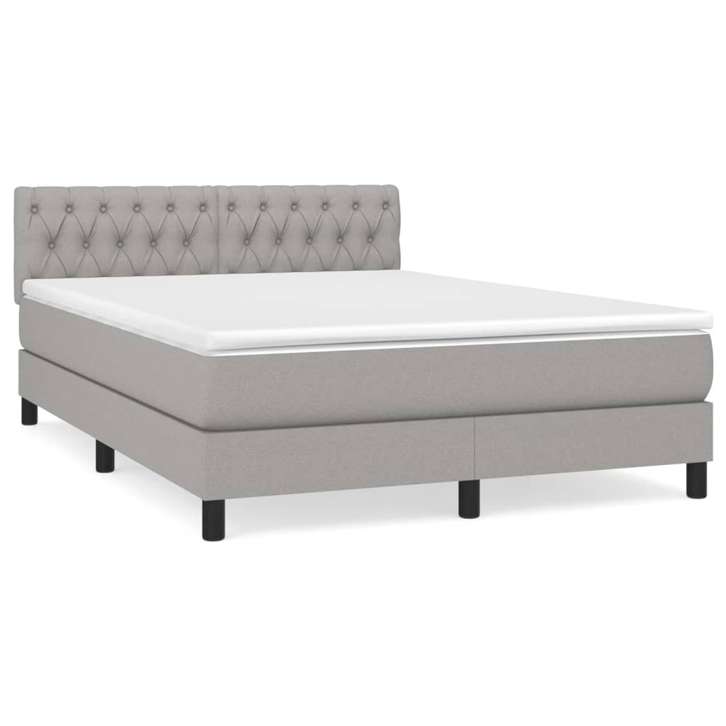Sommier à lattes de lit avec matelas Gris clair 140x200cm Tissu - XIOS