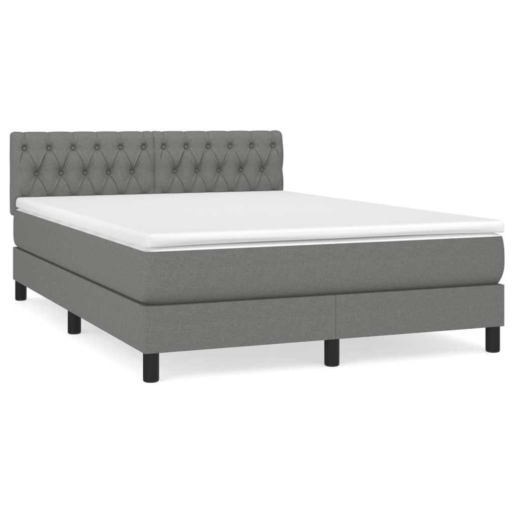 Sommier à lattes de lit avec matelas Gris foncé 140x200cm Tissu - XIOS