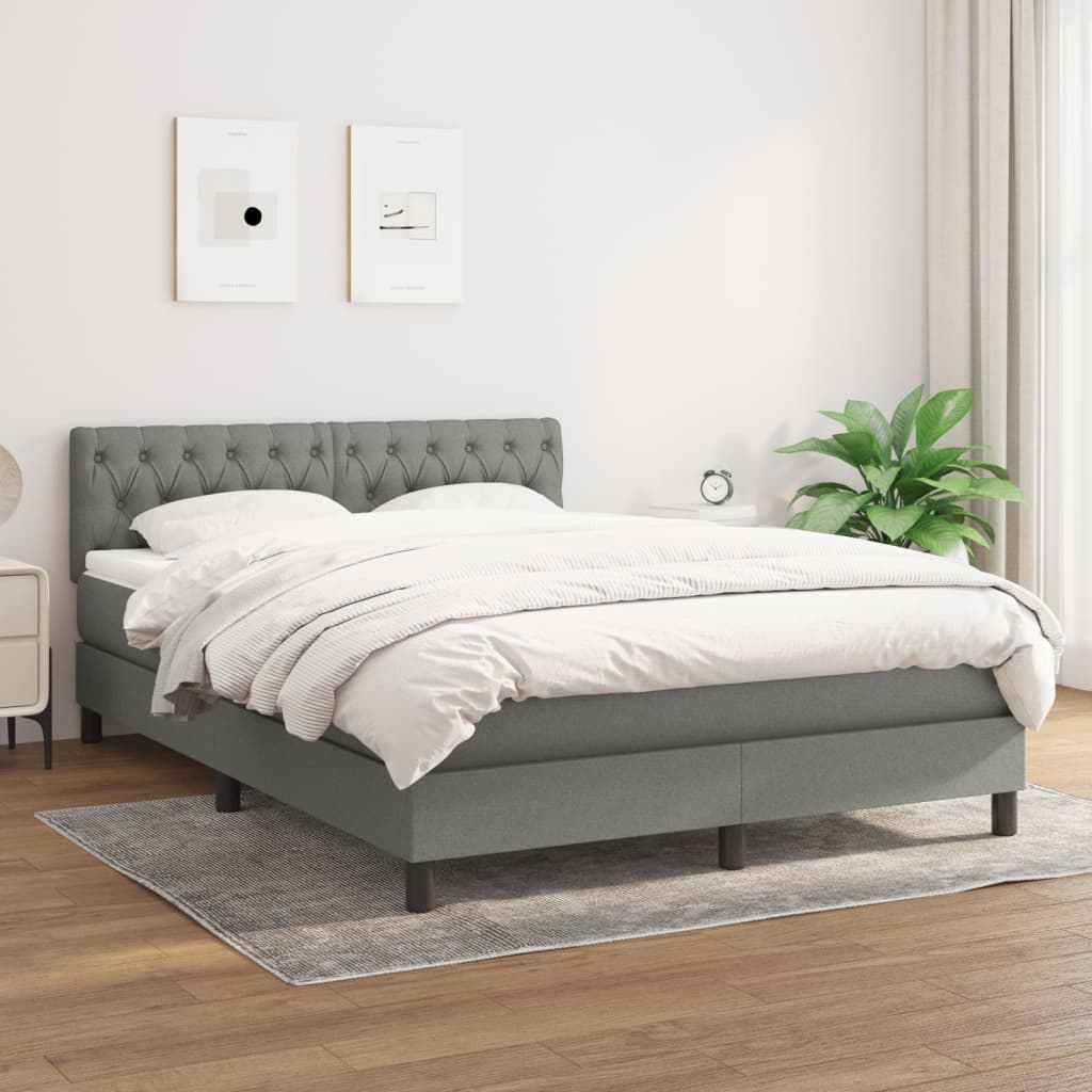 Sommier à lattes de lit avec matelas Gris foncé 140x200cm Tissu - XIOS