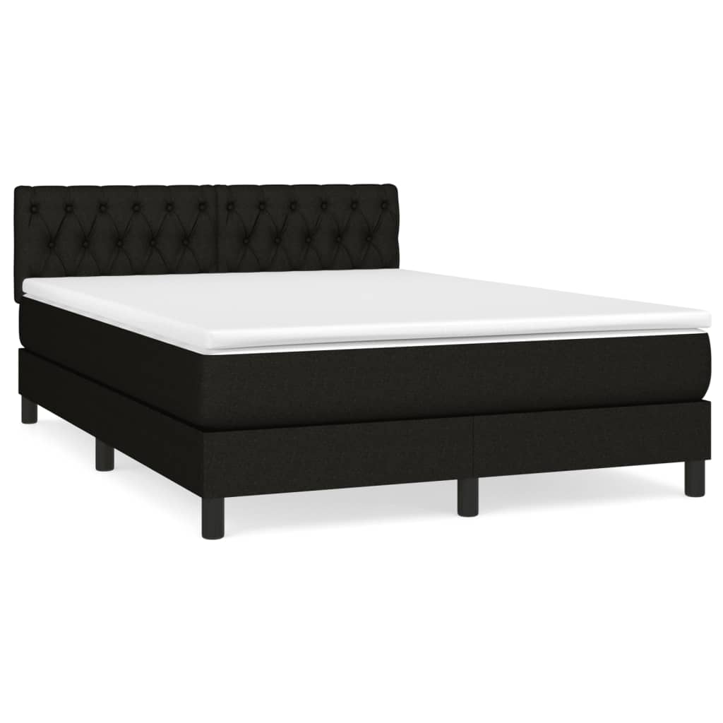 Sommier à lattes de lit avec matelas Noir 140x200 cm Tissu - XIOS