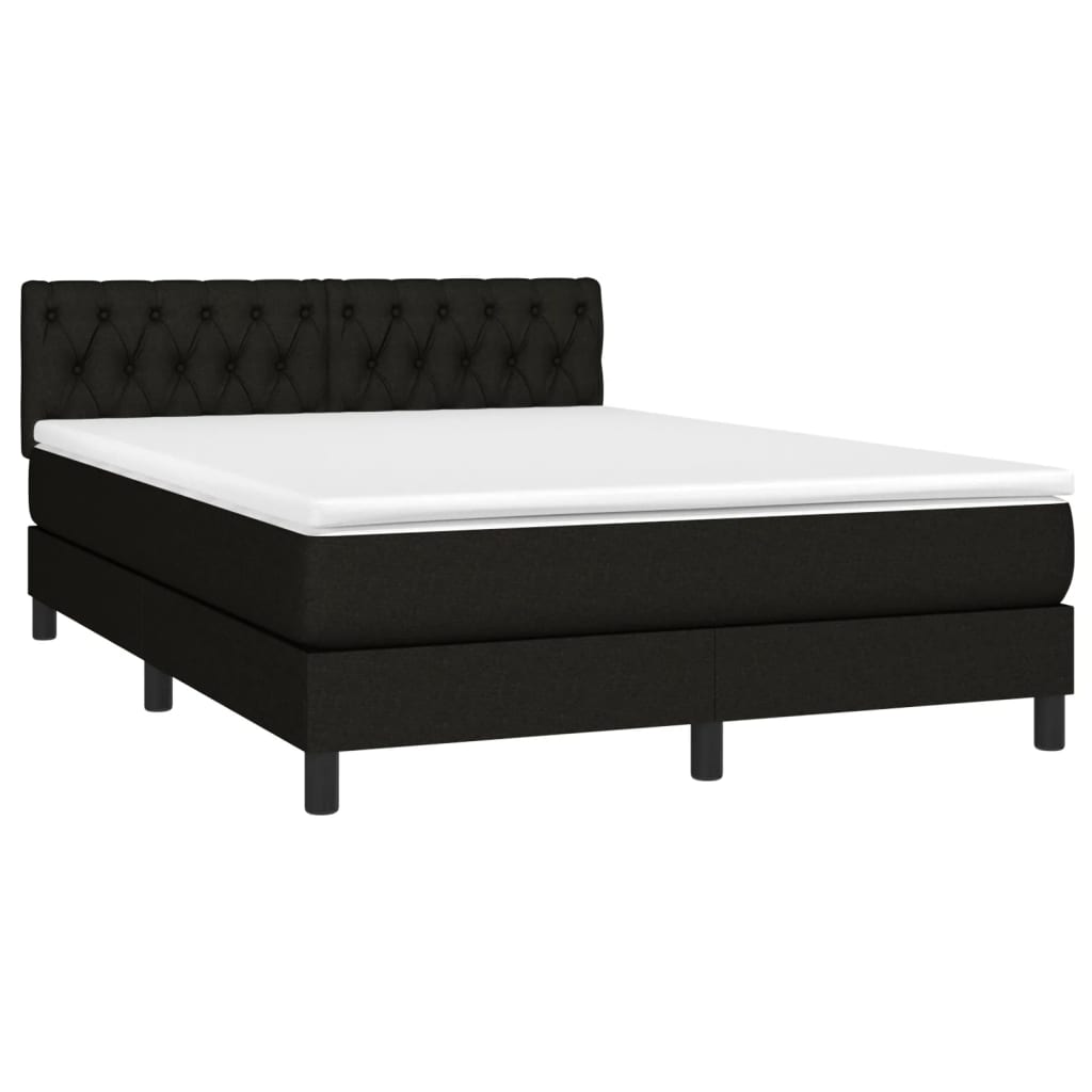 Sommier à lattes de lit avec matelas Noir 140x200 cm Tissu - XIOS
