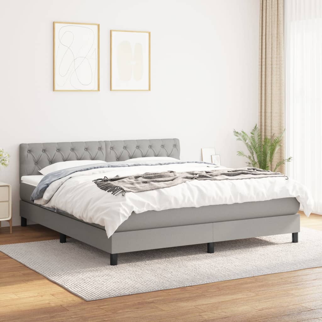 Sommier à lattes de lit avec matelas Gris clair 160x200cm Tissu - XIOS