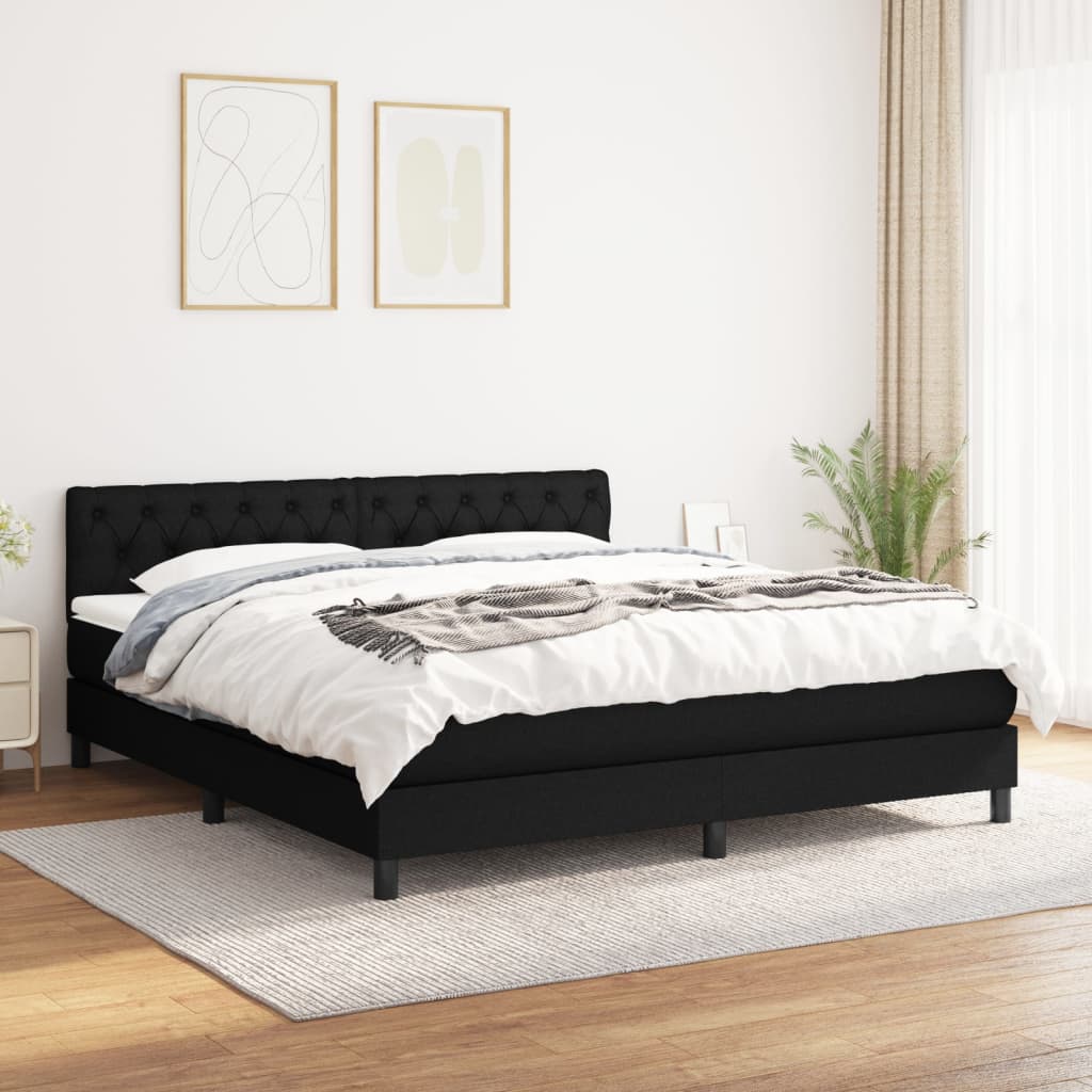 Sommier à lattes de lit avec matelas Noir 160x200 cm Tissu - XIOS