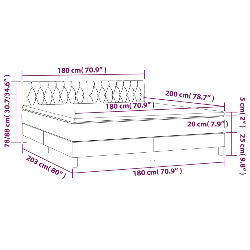 Sommier à lattes de lit avec matelas Gris clair 180x200cm Tissu - XIOS