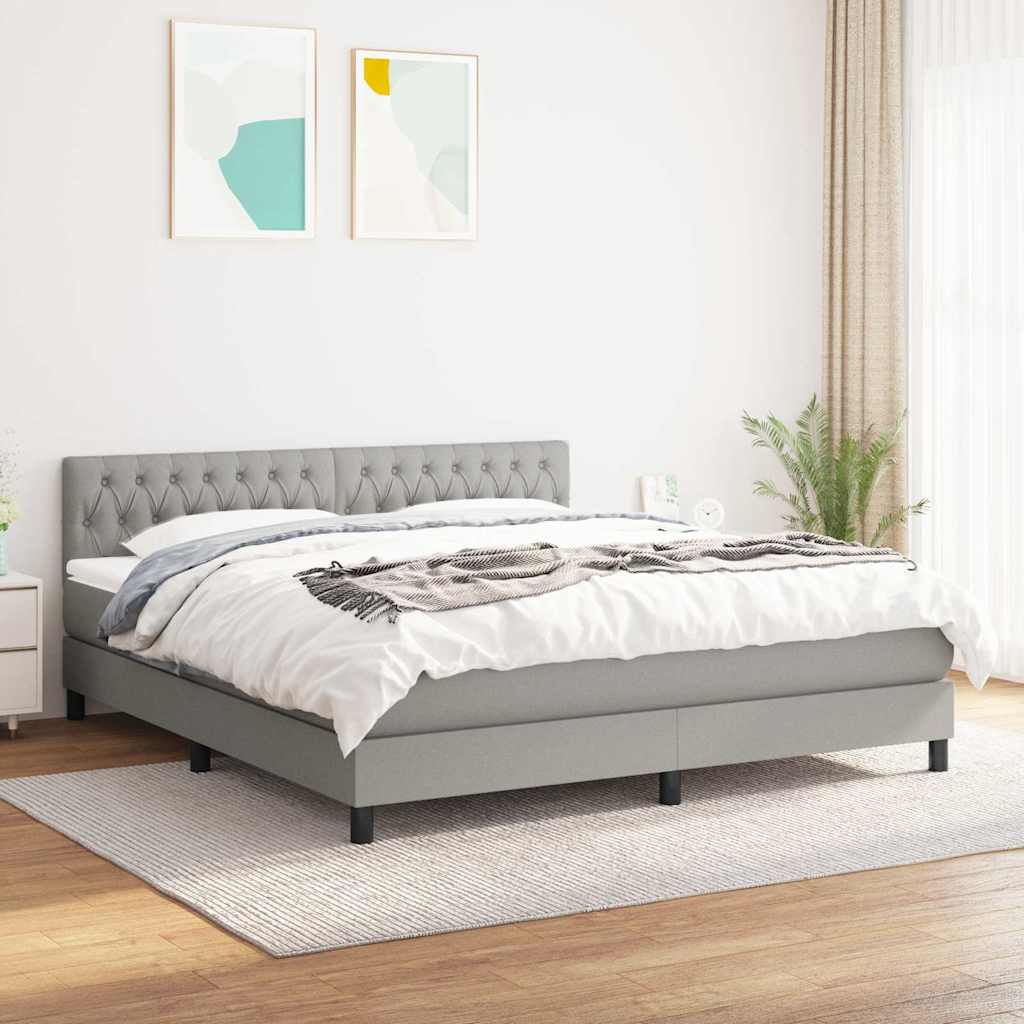 Sommier à lattes de lit avec matelas Gris clair 180x200cm Tissu - XIOS