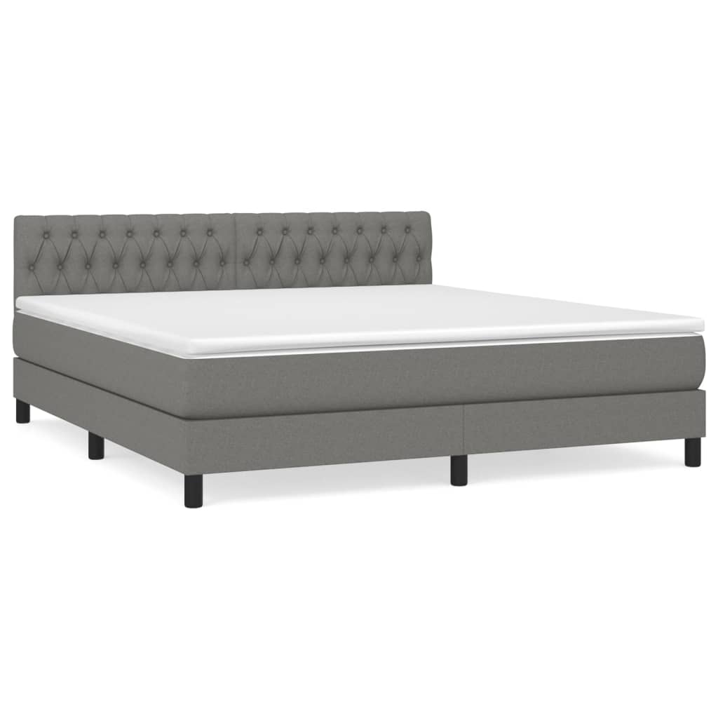 Sommier à lattes de lit avec matelas Gris foncé 180x200cm Tissu - XIOS
