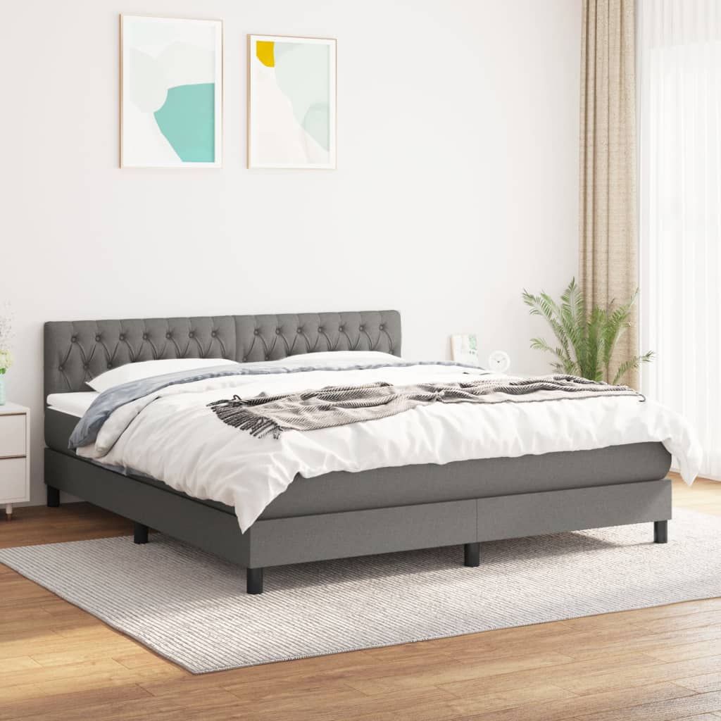 Sommier à lattes de lit avec matelas Gris foncé 180x200cm Tissu - XIOS