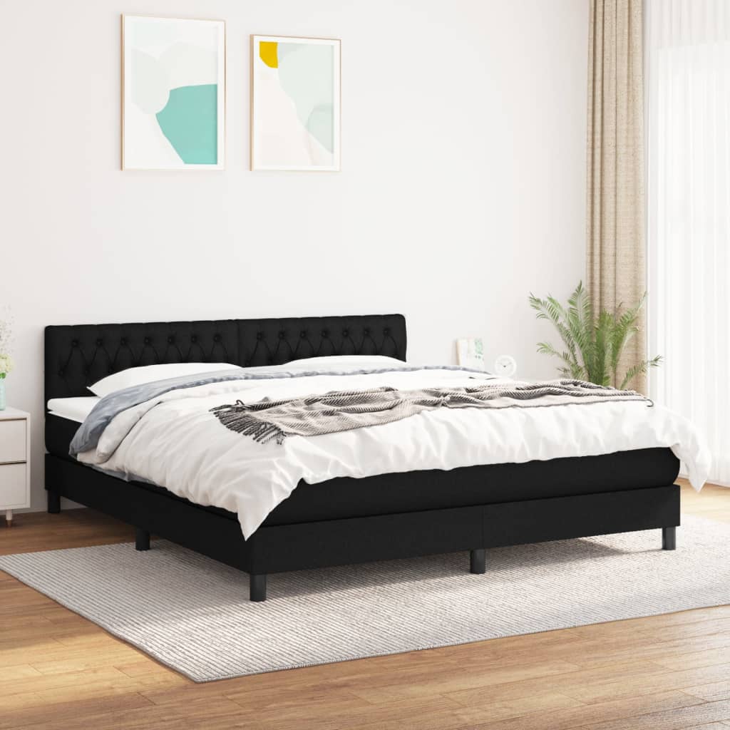 Sommier à lattes de lit avec matelas Noir 180x200 cm Tissu - XIOS