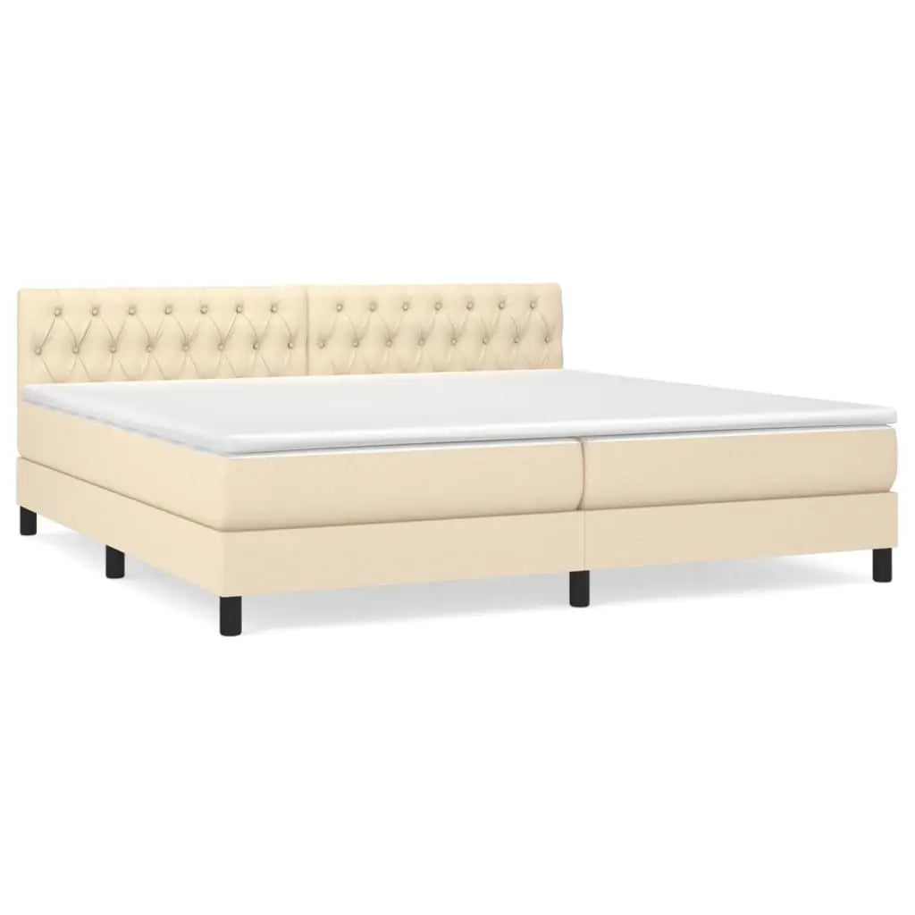 Sommier à lattes de lit avec matelas Crème 200x200 cm Tissu - XIOS