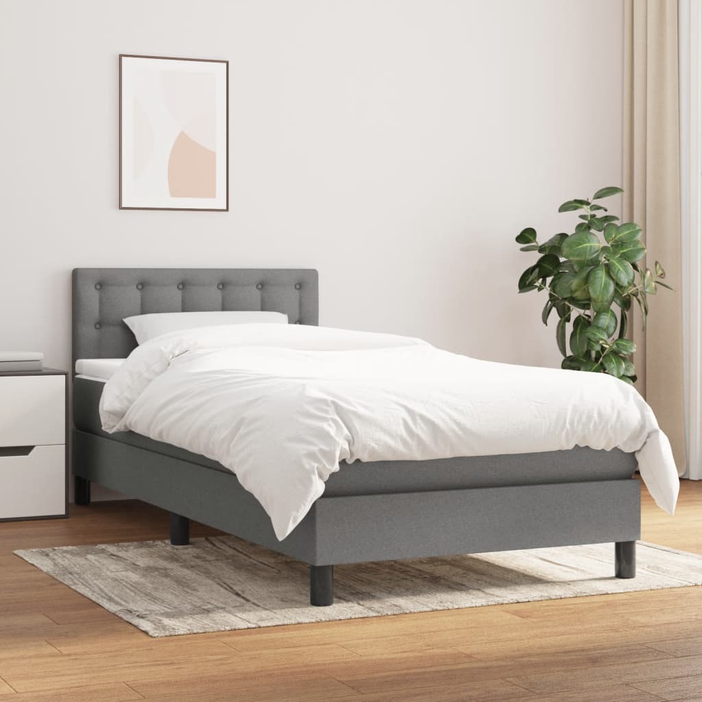 Sommier à lattes de lit et matelas Gris foncé 90x190 cm Tissu - XIOS