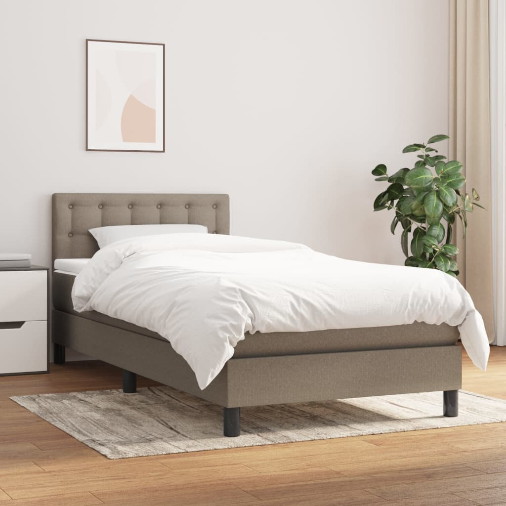Sommier à lattes de lit avec matelas Taupe 90x190 cm Tissu - XIOS