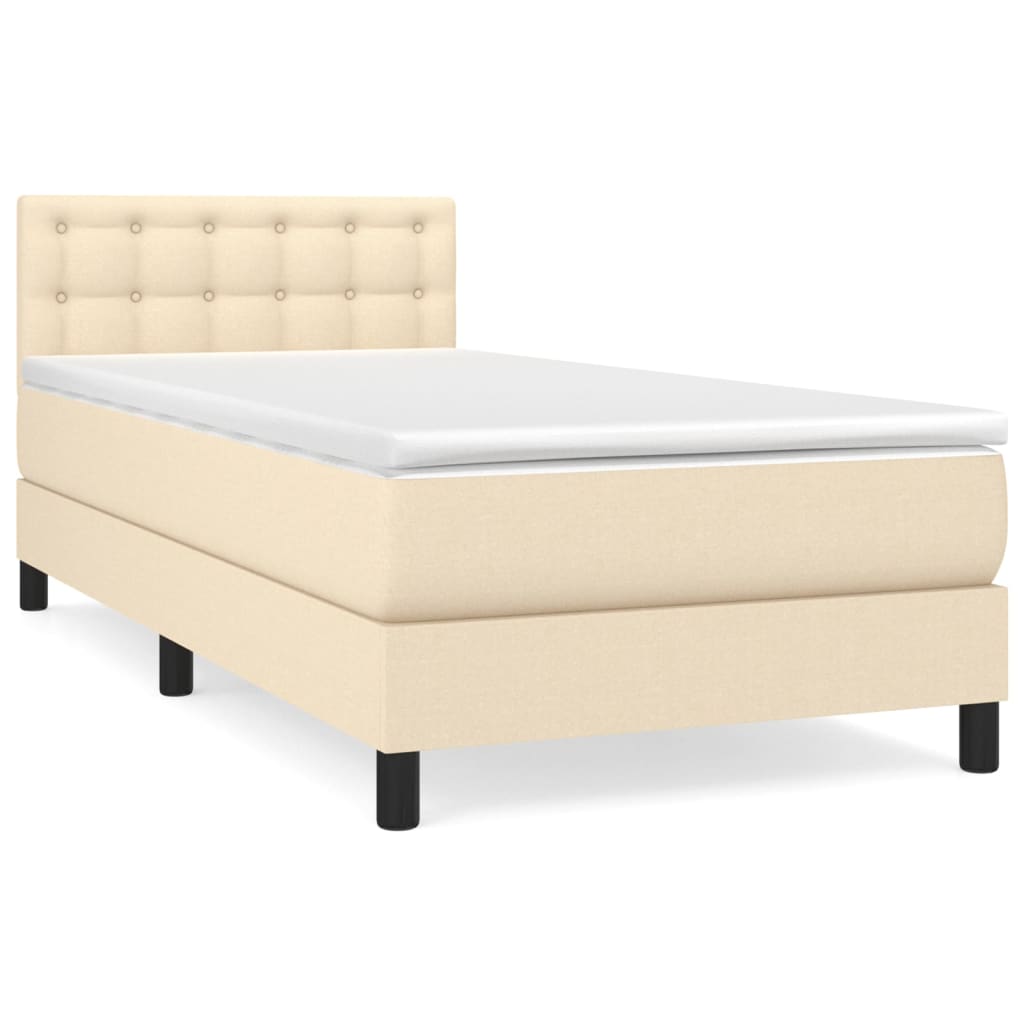 Sommier à lattes de lit avec matelas Crème 90x200 cm Tissu - XIOS