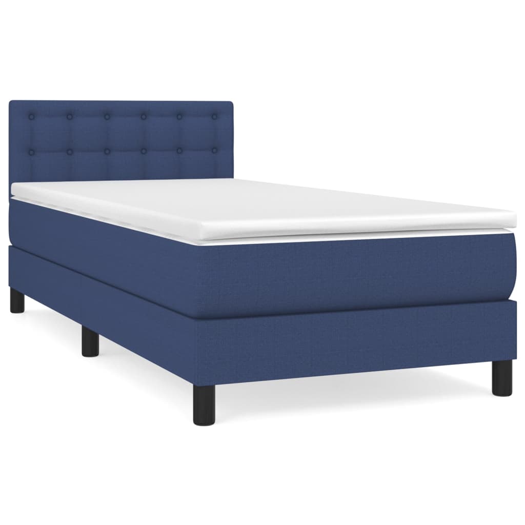 Sommier à lattes de lit avec matelas Bleu 100x200 cm Tissu - XIOS