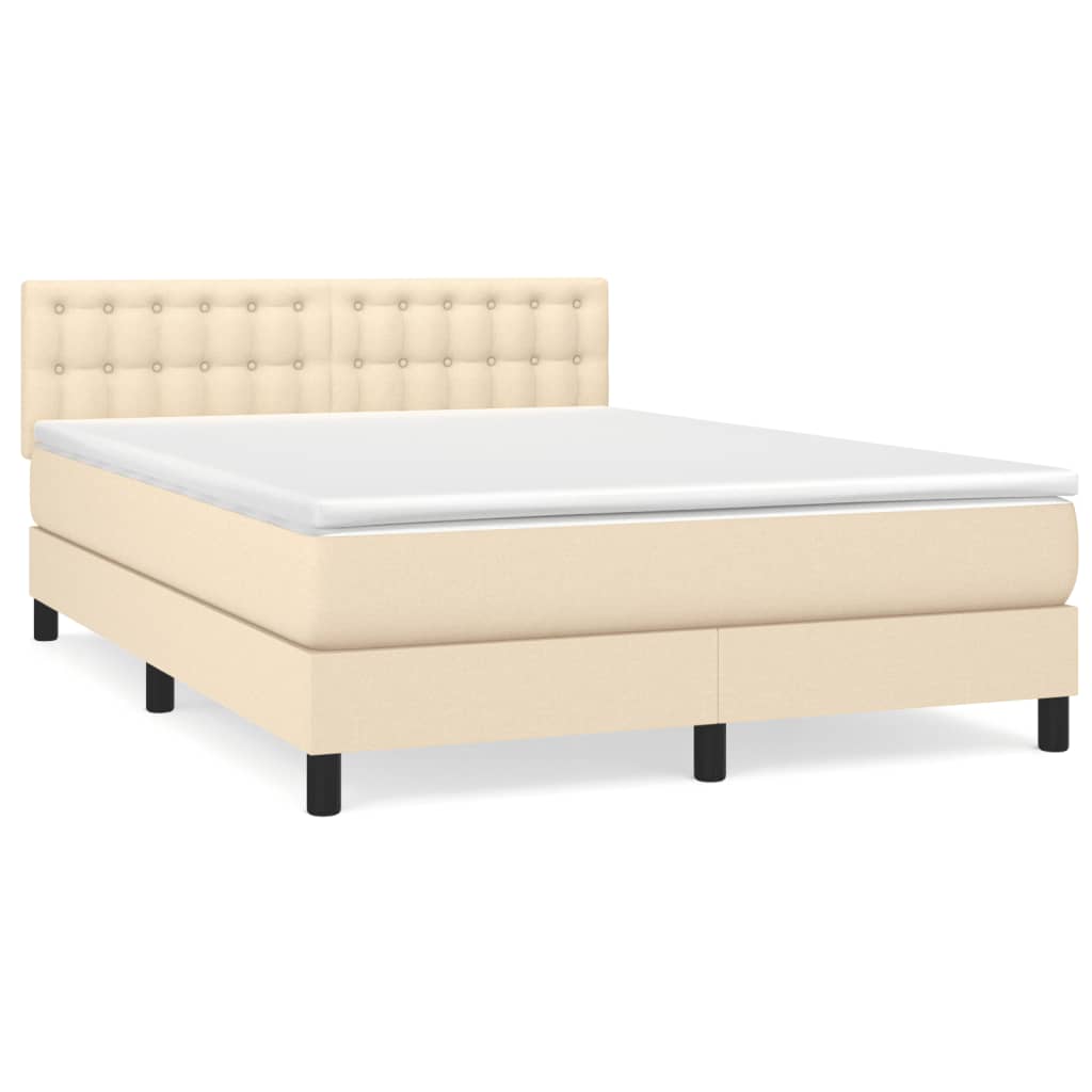Sommier à lattes de lit avec matelas Crème 140x190 cm Tissu - XIOS