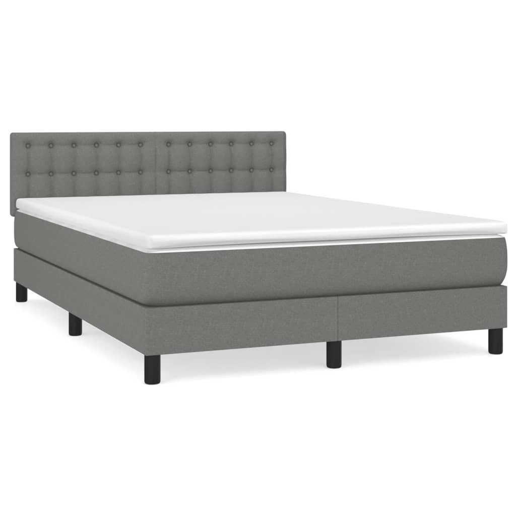 Sommier à lattes de lit avec matelas Gris foncé 140x200cm Tissu - XIOS