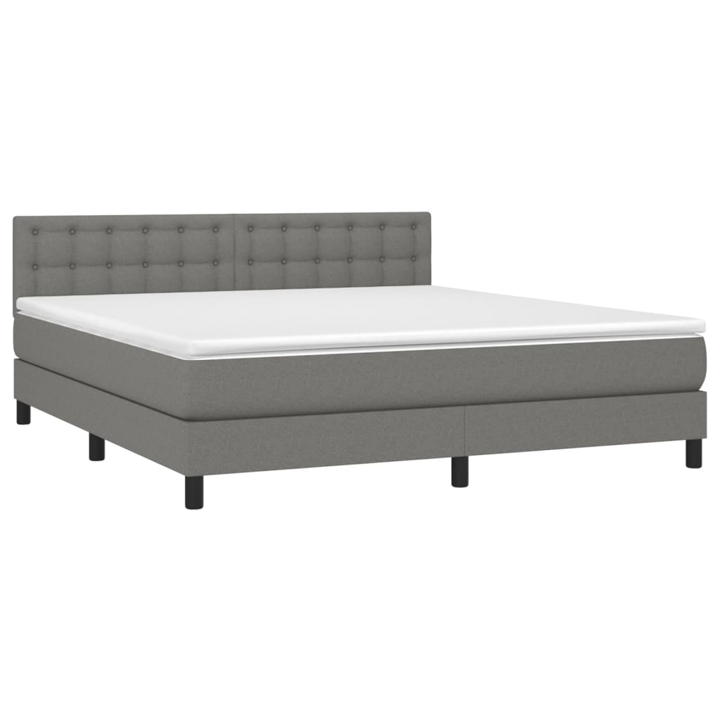 Sommier à lattes de lit avec matelas Gris foncé 160x200cm Tissu - XIOS