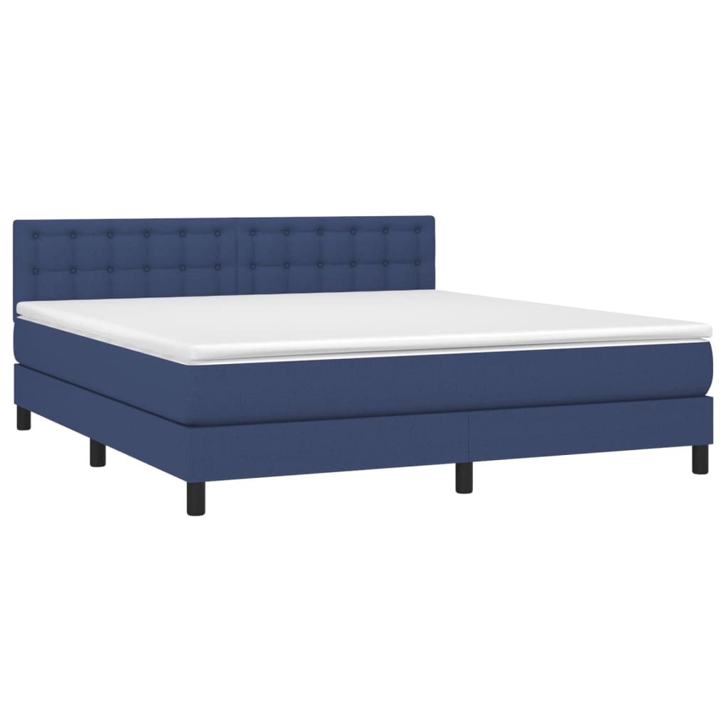 Sommier à lattes de lit avec matelas Bleu 160x200 cm Tissu - XIOS