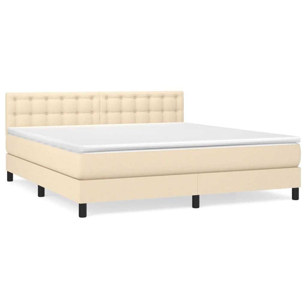 Sommier à lattes de lit avec matelas Crème 180x200 cm Tissu - XIOS