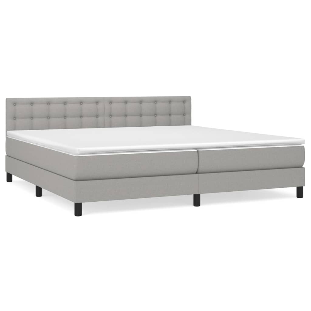 Sommier à lattes de lit avec matelas Gris clair 200x200cm Tissu - XIOS