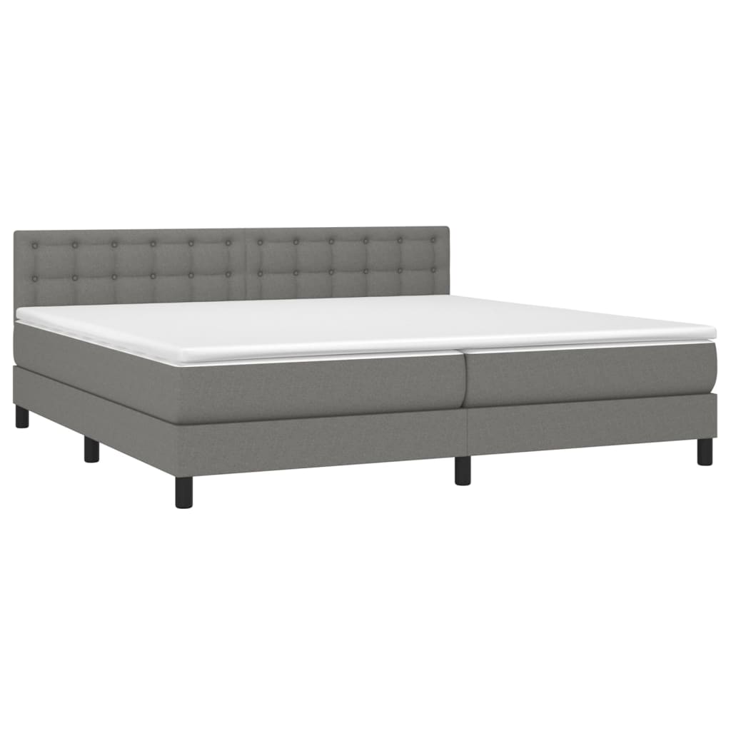 Sommier à lattes de lit avec matelas Gris foncé 200x200cm Tissu