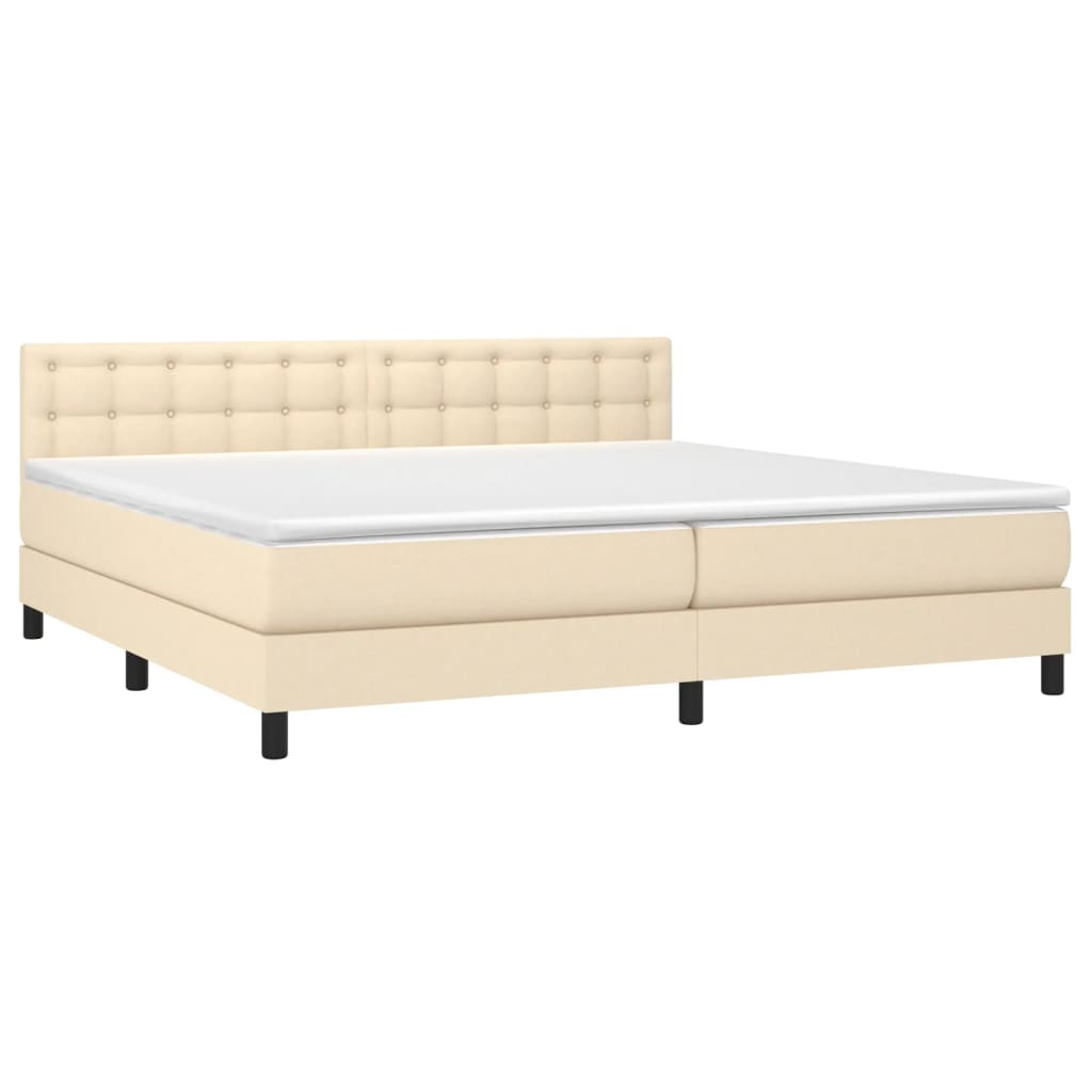 Sommier à lattes de lit avec matelas Crème 200x200 cm Tissu