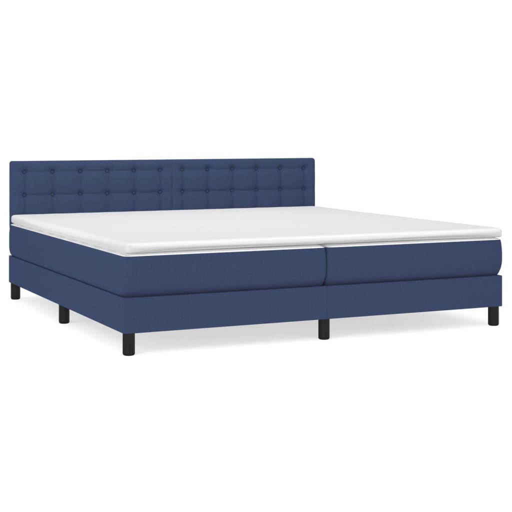 Sommier à lattes de lit avec matelas Bleu 200x200 cm Tissu - XIOS