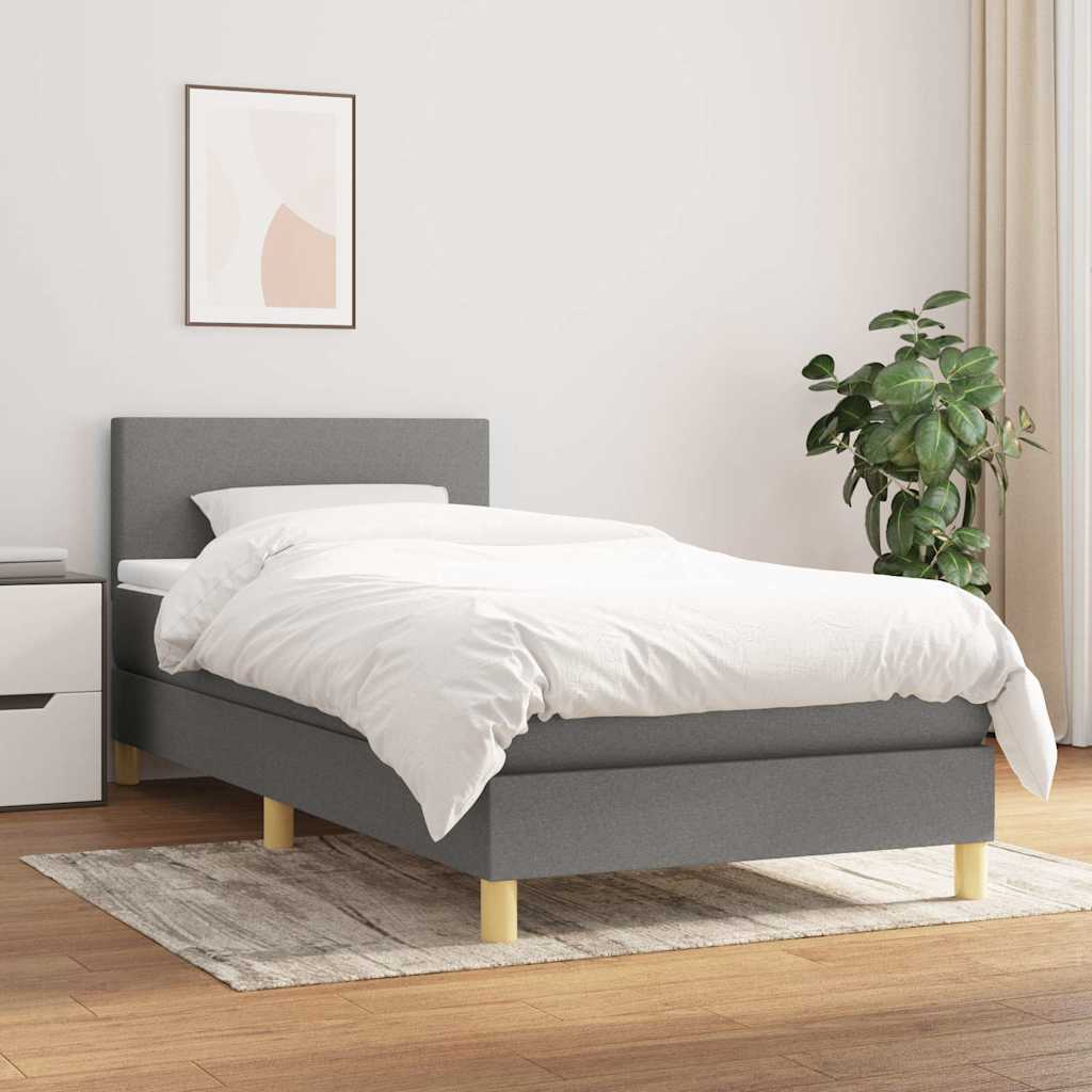 Sommier à lattes de lit avec matelas Gris foncé 80x200 cm Tissu - XIOS