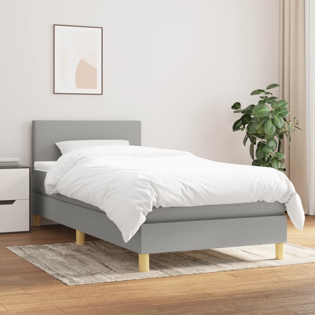Sommier à lattes de lit et matelas Gris clair 90x190 cm Tissu - XIOS