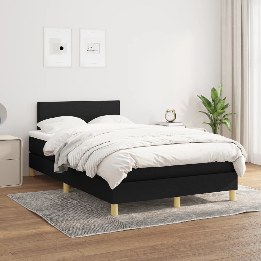 Sommier à lattes de lit avec matelas Noir 120x200 cm Tissu - XIOS