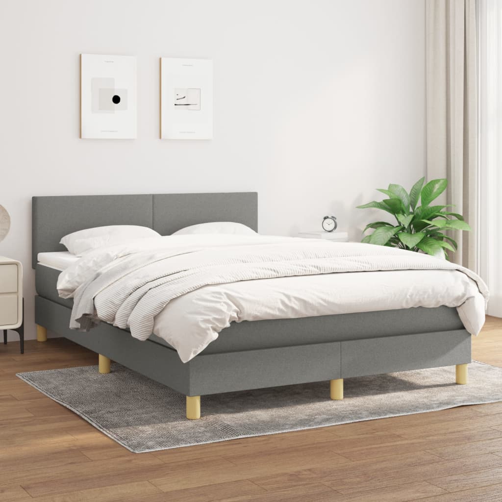Sommier à lattes de lit avec matelas Gris foncé 140x190cm Tissu