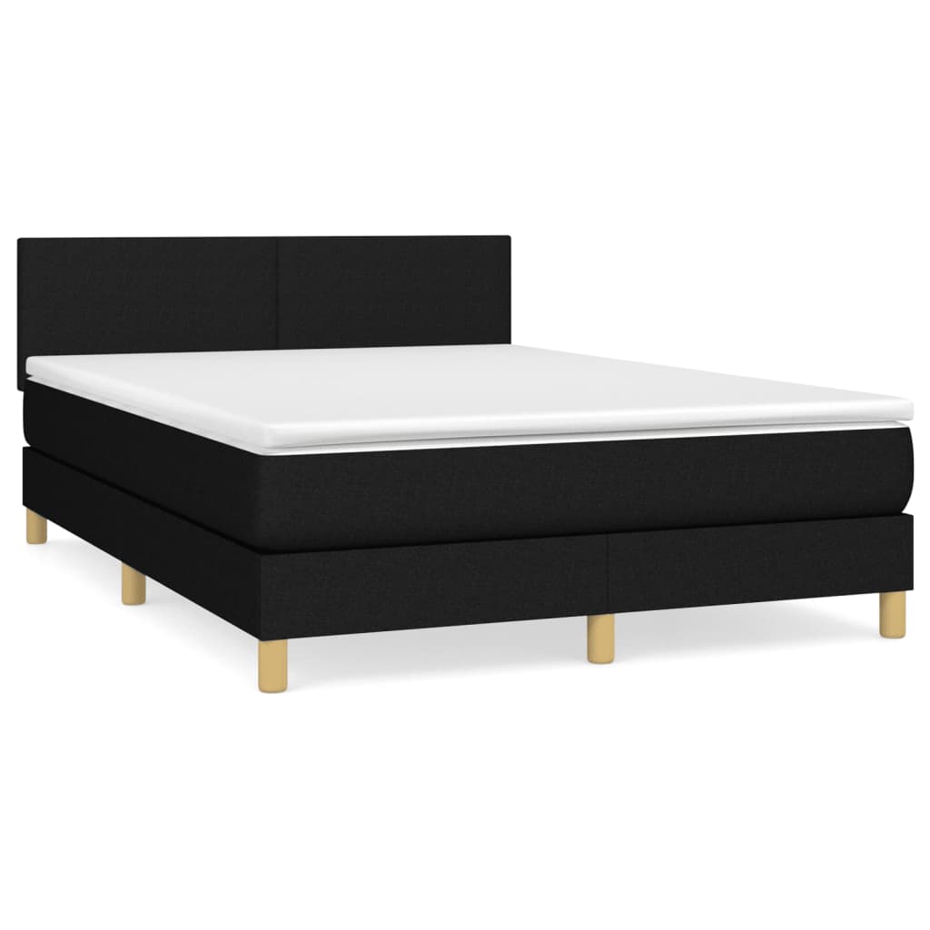 Sommier à lattes de lit avec matelas Noir 140x190 cm Tissu - XIOS