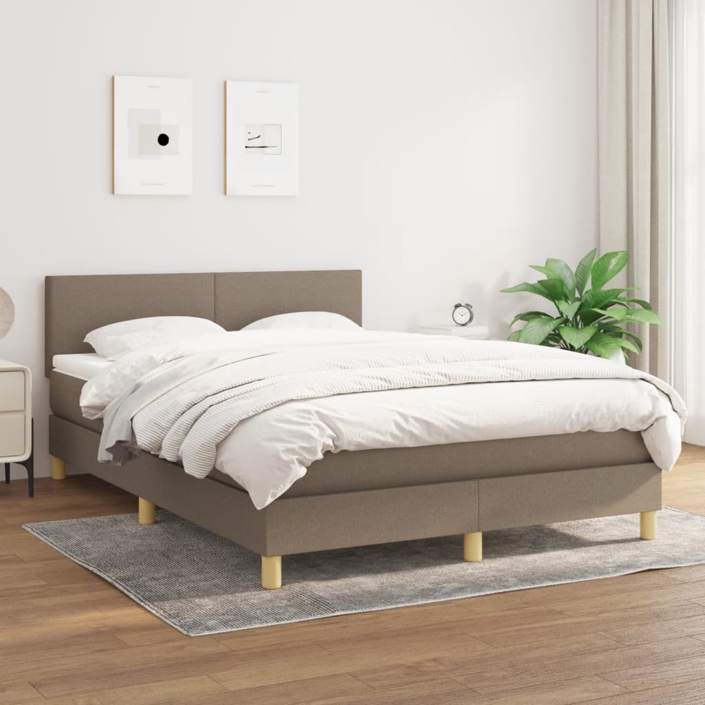 Sommier à lattes de lit avec matelas Taupe 140x190 cm Tissu - XIOS