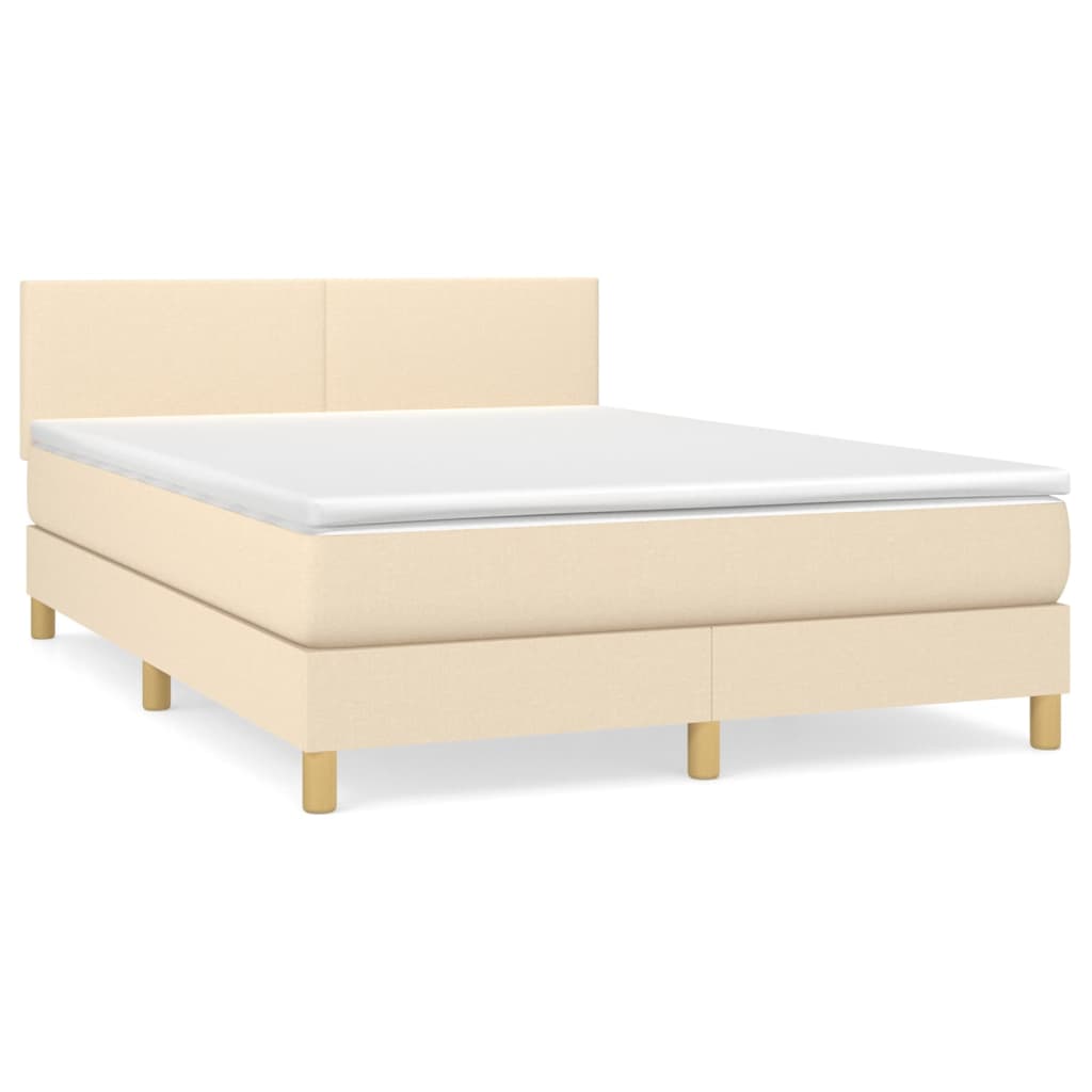 Sommier à lattes de lit avec matelas Crème 140x190 cm Tissu - XIOS