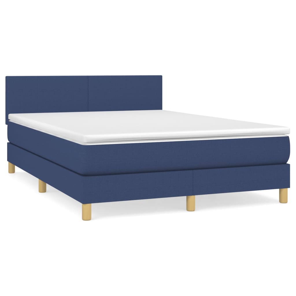 Sommier à lattes de lit avec matelas Bleu 140x200 cm Tissu - XIOS