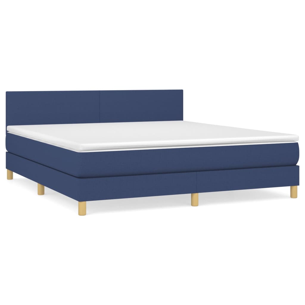 Sommier à lattes de lit avec matelas Bleu 160x200 cm Tissu - XIOS