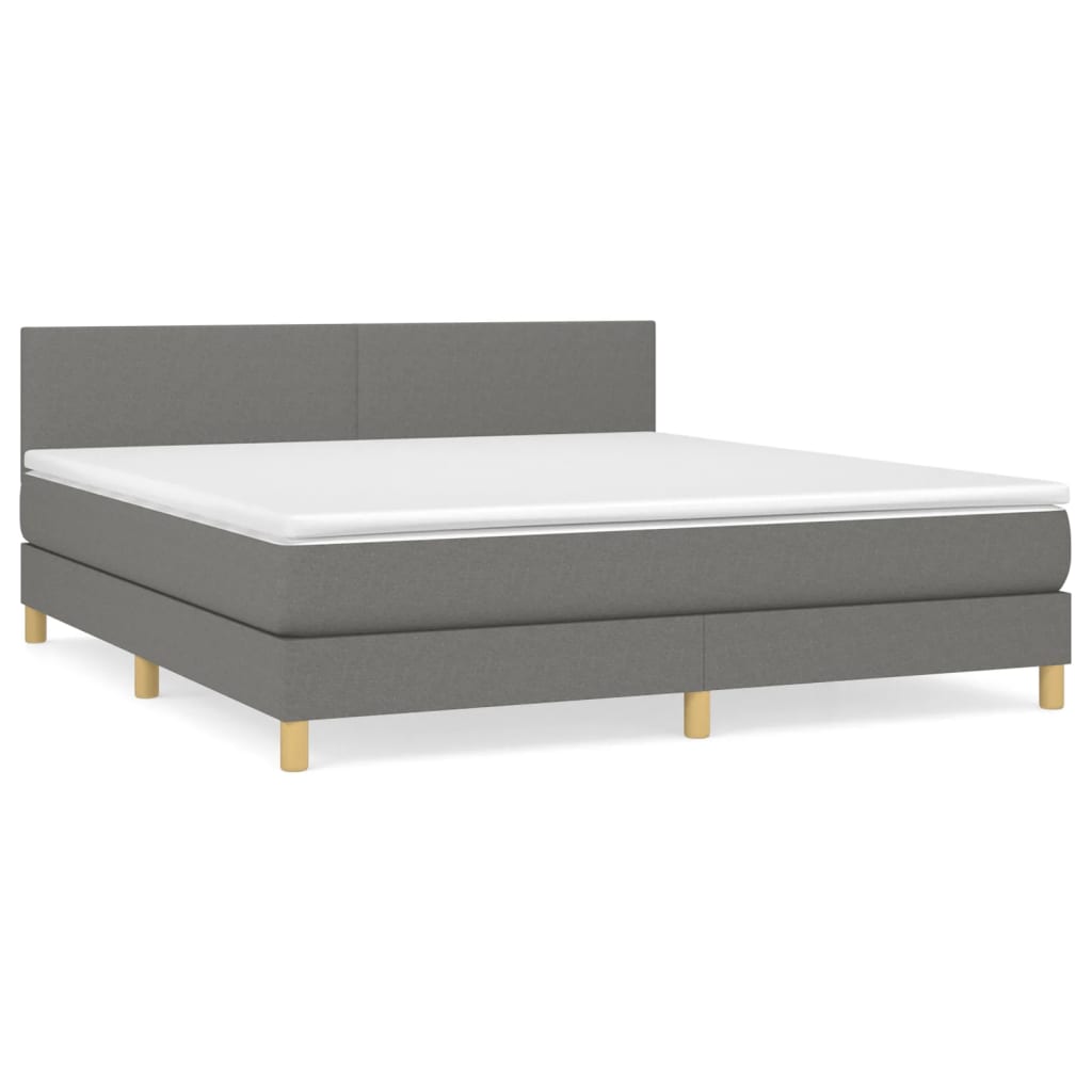 Sommier à lattes de lit avec matelas Gris foncé 180x200cm Tissu - XIOS