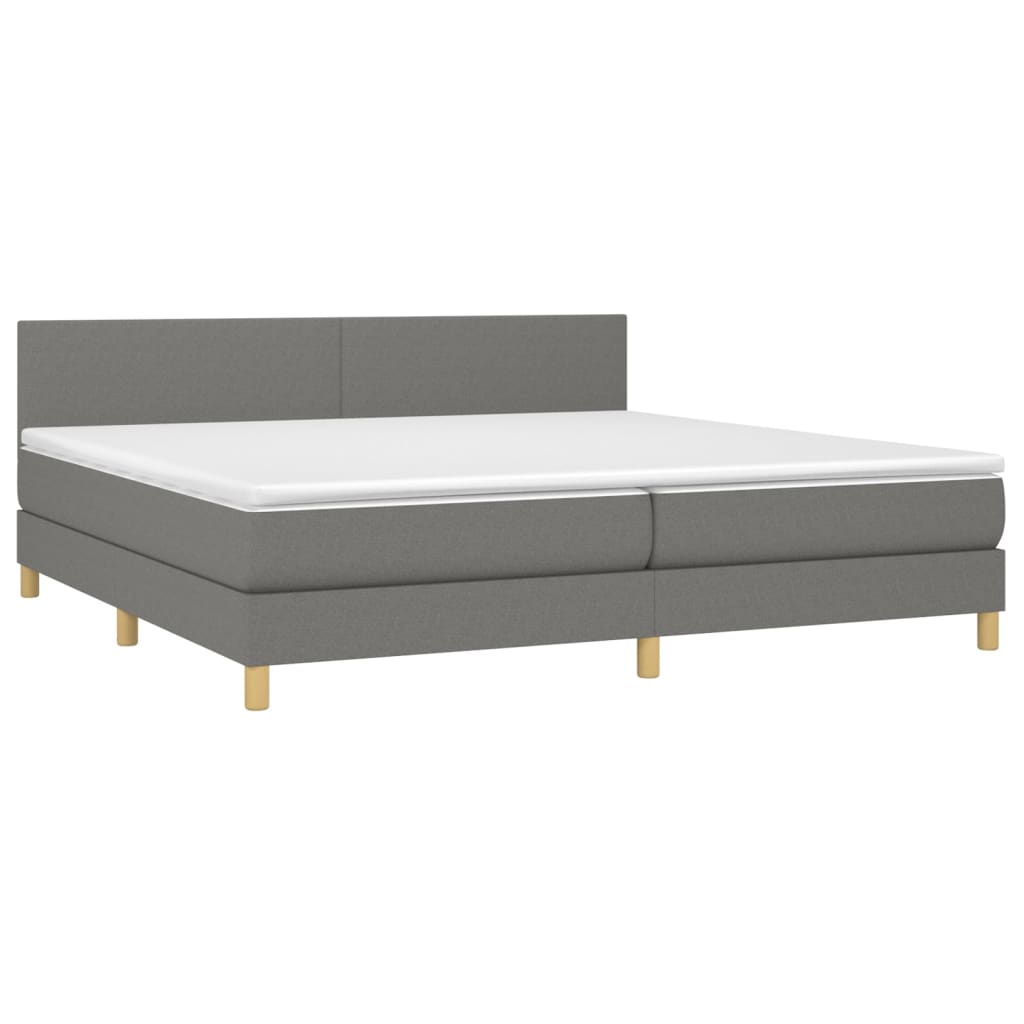 Sommier à lattes de lit avec matelas Gris foncé 200x200cm Tissu - XIOS
