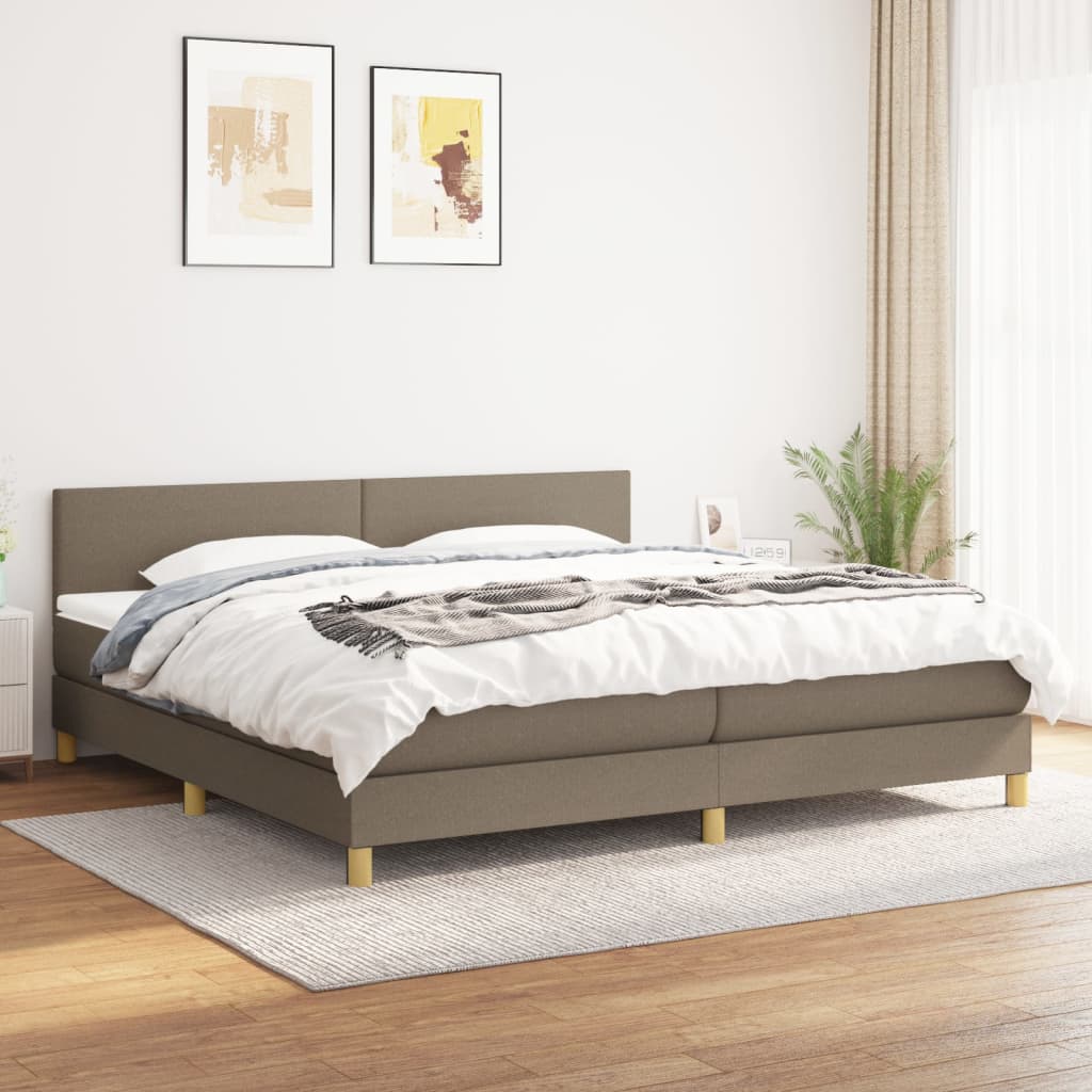 Sommier à lattes de lit avec matelas Taupe 200x200 cm Tissu - XIOS