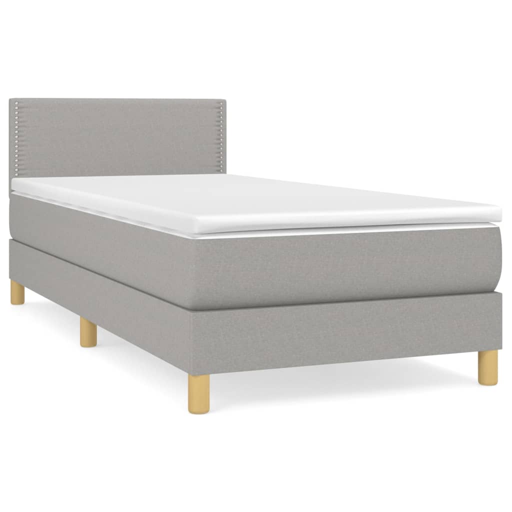Sommier à lattes de lit avec matelas Gris clair 100x200cm Tissu - XIOS