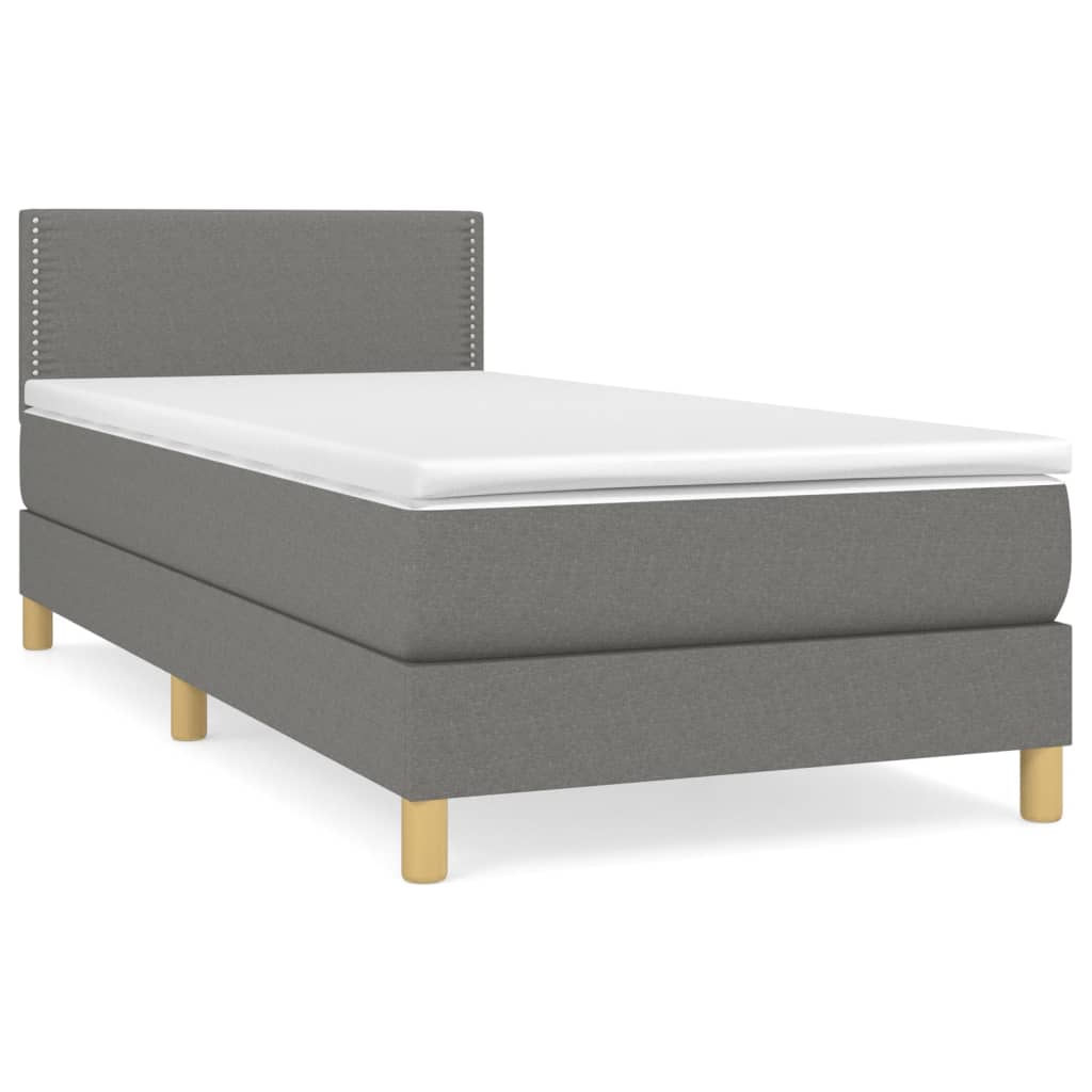Sommier à lattes de lit avec matelas Gris foncé 100x200cm Tissu - XIOS