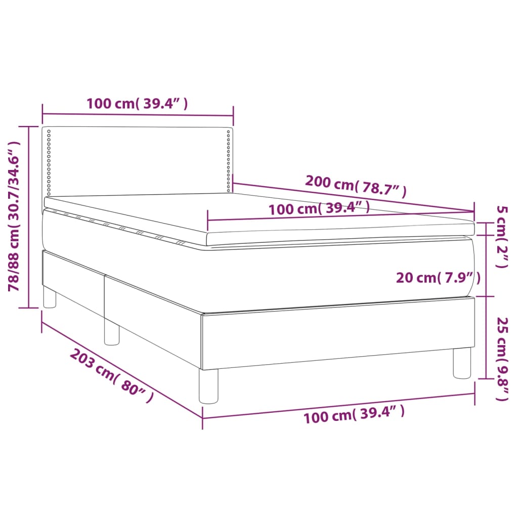 Sommier à lattes de lit avec matelas Noir 100x200 cm Tissu - XIOS