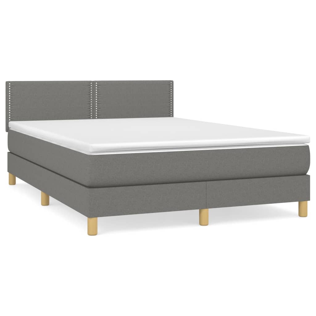 Sommier à lattes de lit avec matelas Gris foncé 140x200cm Tissu - XIOS