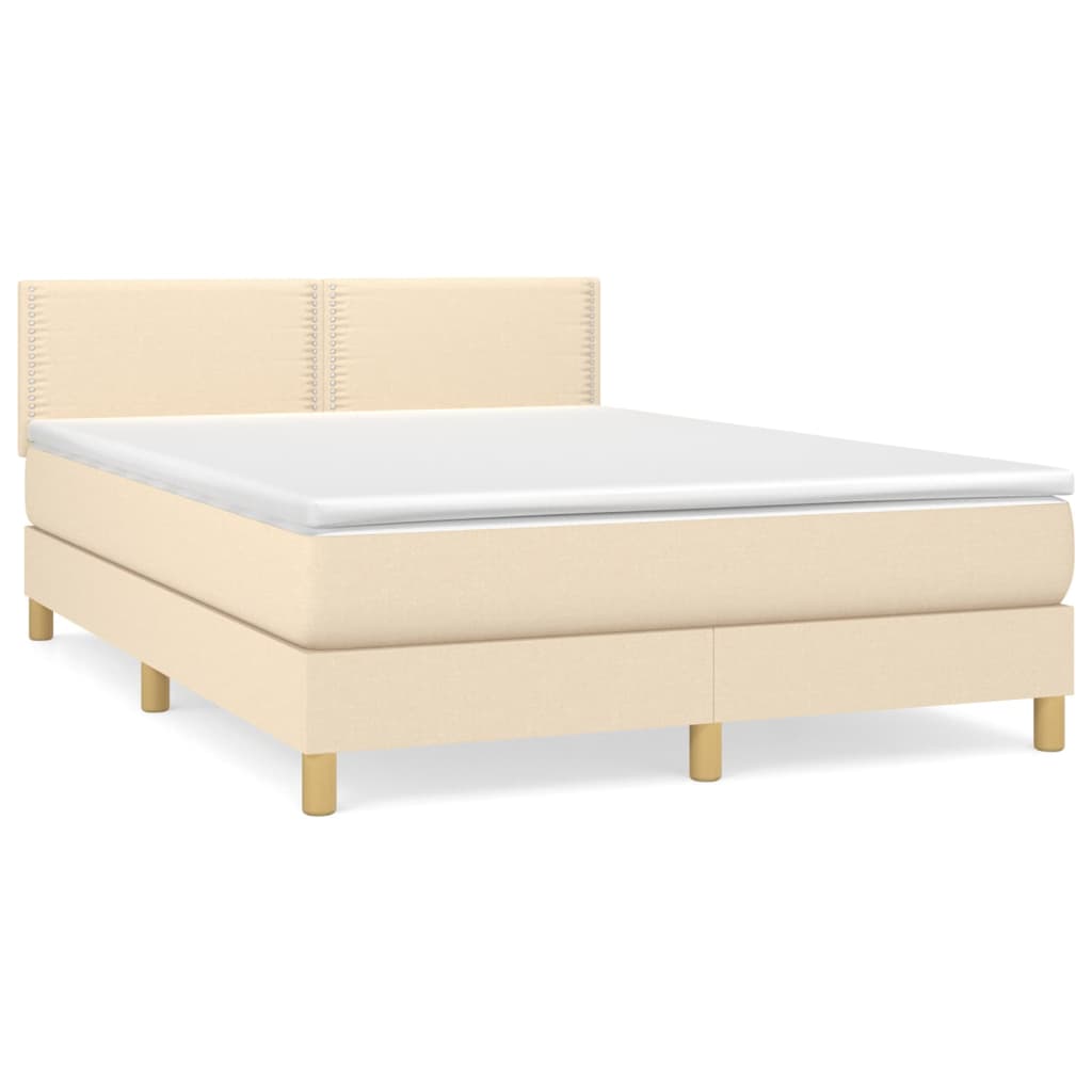 Sommier à lattes de lit avec matelas Crème 140x200 cm Tissu - XIOS