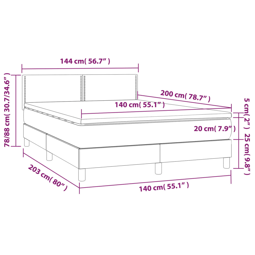 Sommier à lattes de lit avec matelas Crème 140x200 cm Tissu - XIOS