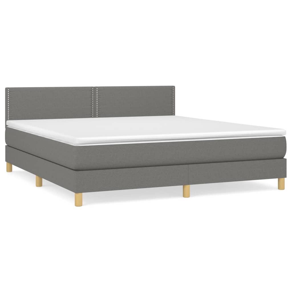 Sommier à lattes de lit avec matelas Gris foncé 180x200cm Tissu - XIOS